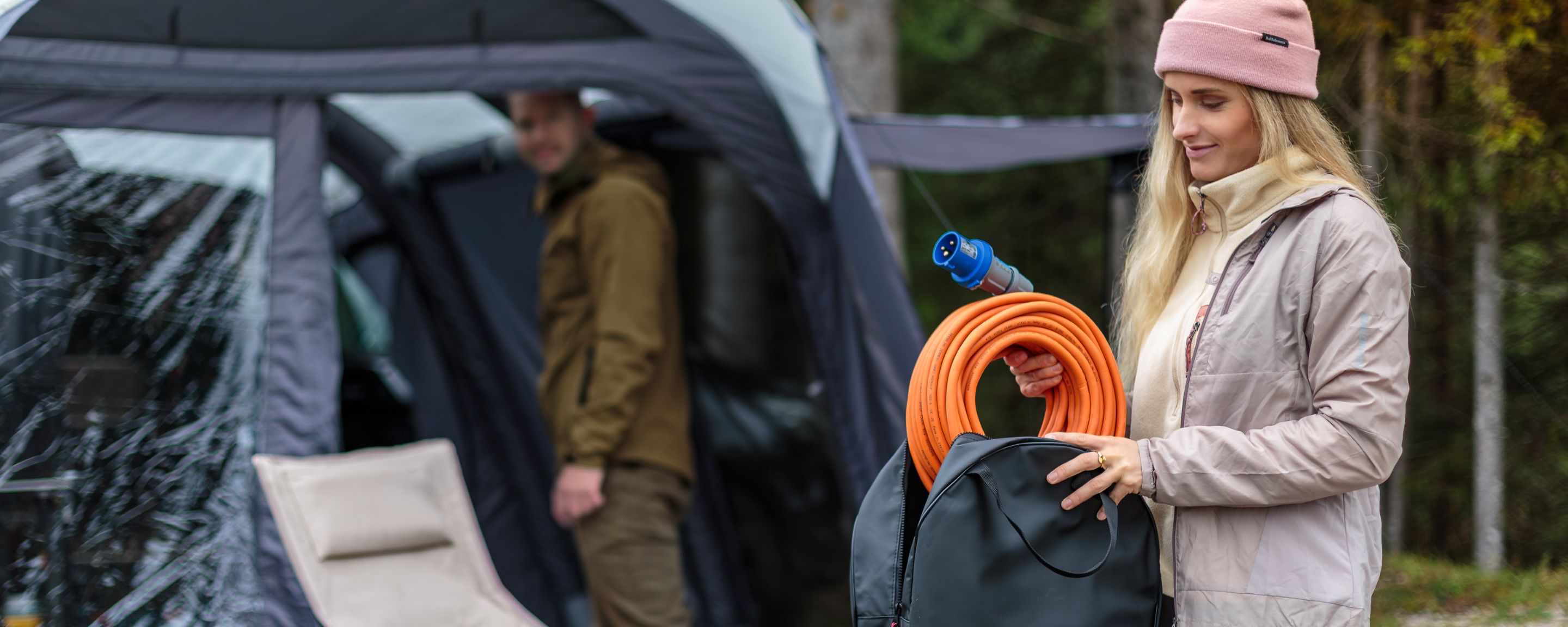 Een camping verlengkabel met praktische opbergtas van Brennenstuhl