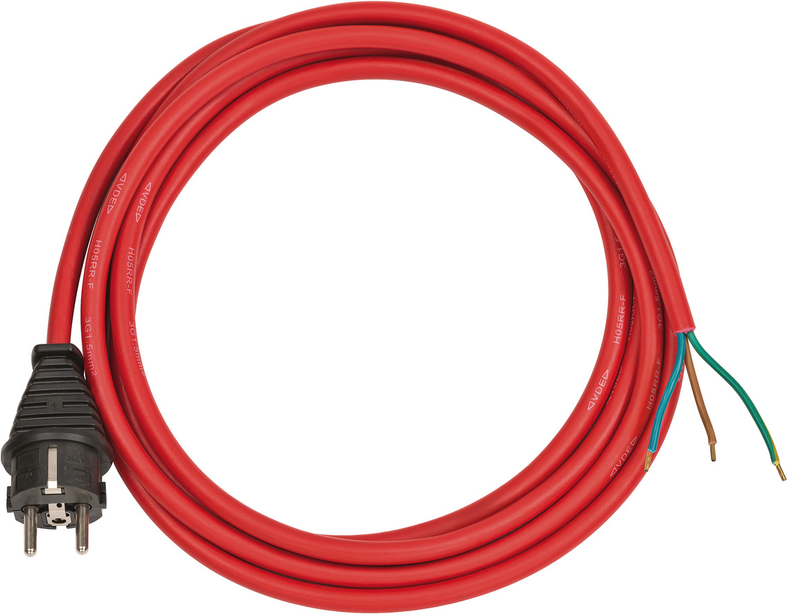 Câbles d' alimentation IP44 3m rouge H05RR-F 3G1,5