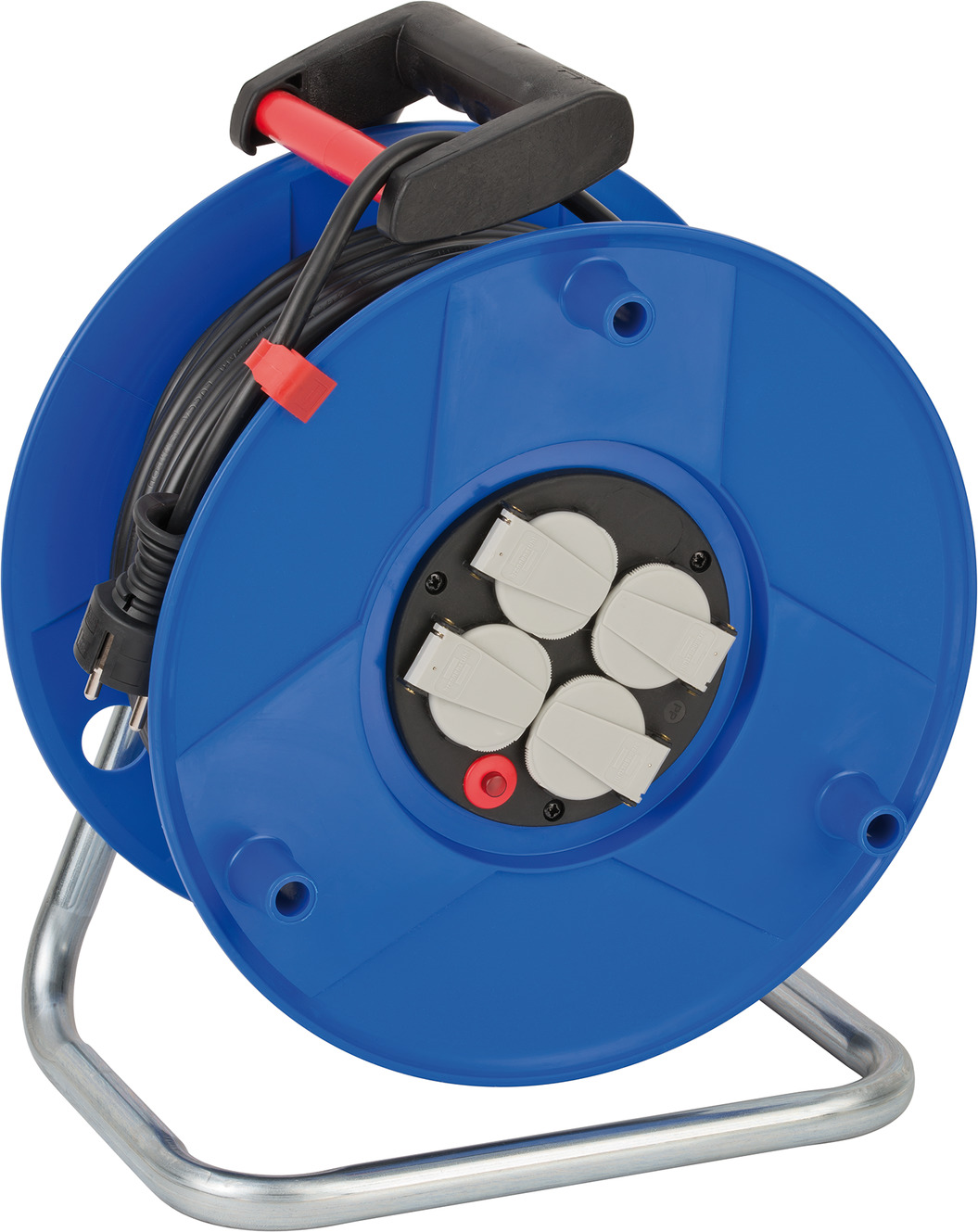 Brennenstuhl Avvolgicavo Professionale 50m – Tamburo In Plastica Con 4 Prese, Protezione Da Surriscaldamento, Blu - 3