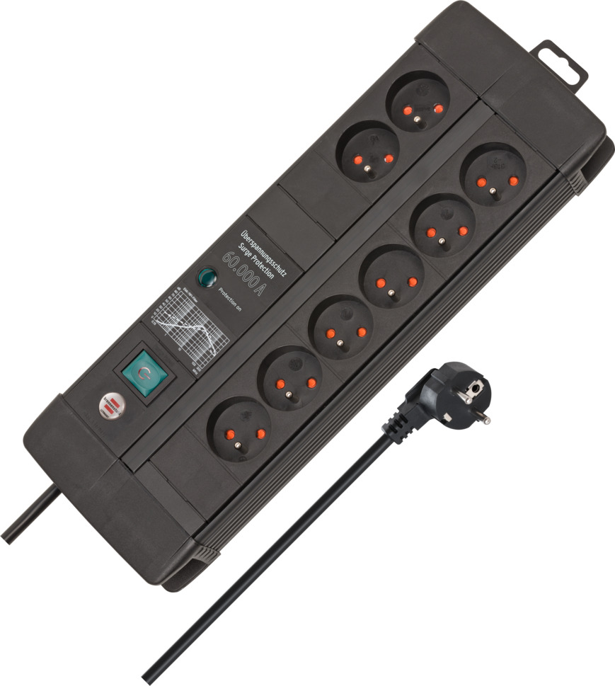 Brennenstuhl Premium-Line stekkerdoos met 8 contacten / zwart - 3 meter